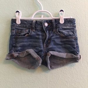 dark blue denim shorts